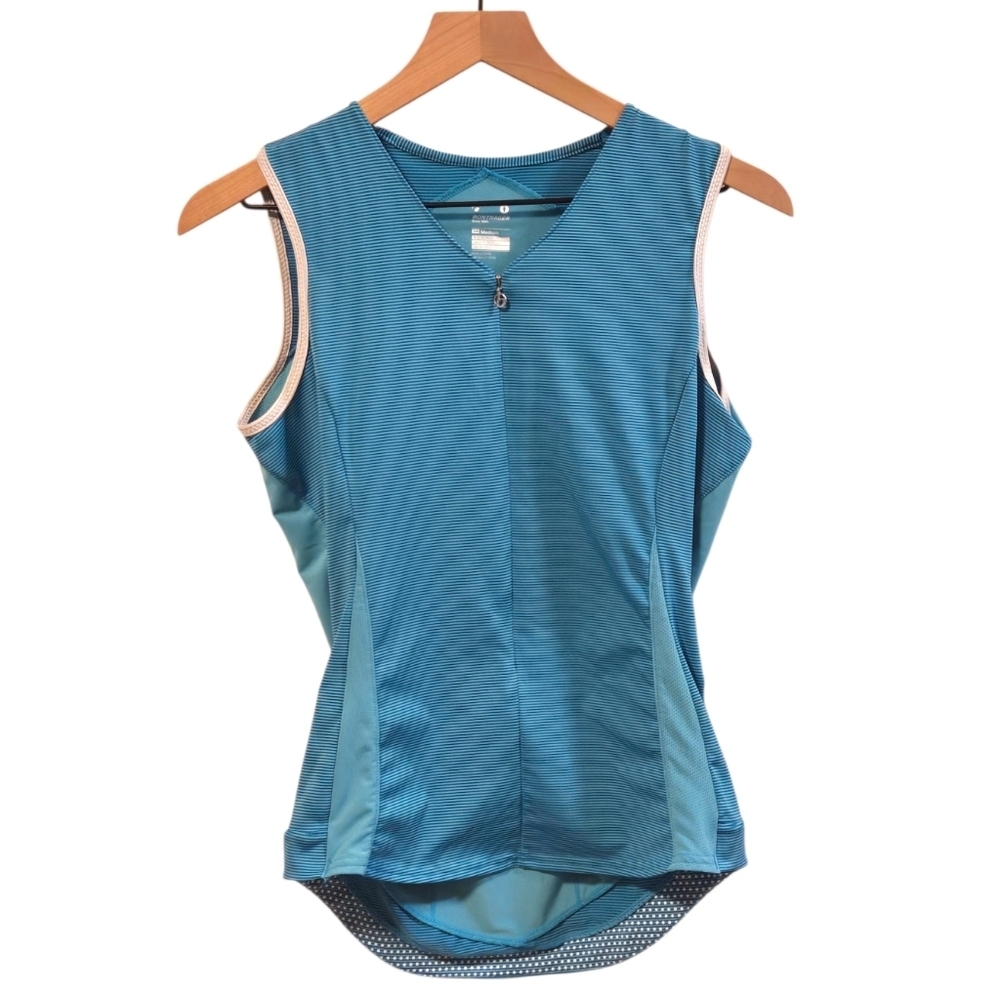 Bontrager Vella Blue Aqua Striped Sleeveless Cycling Jersey Size Medium